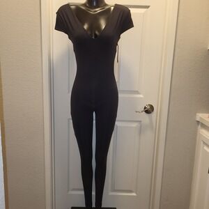 Nama Jumpsuit One Piece Black Athleisure Casual Short Sleeve w/‎ Zip Size Medium